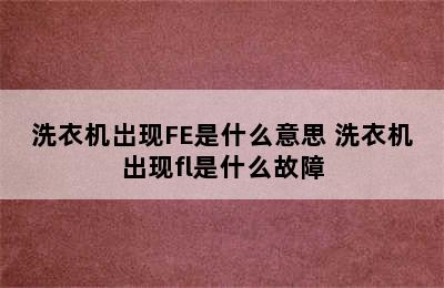 洗衣机岀现FE是什么意思 洗衣机出现fl是什么故障